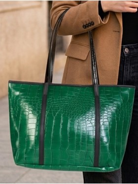 Faux Crocodile Skin Tote Bag 